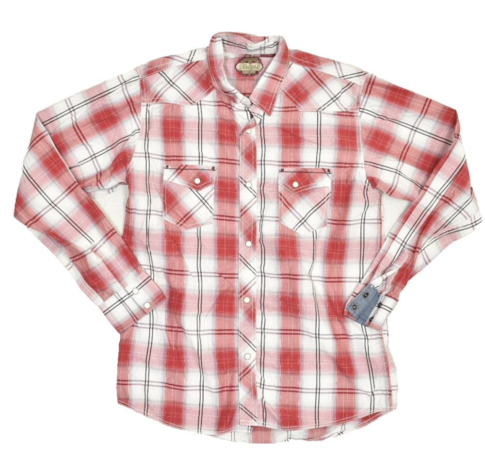 Rafter C Men's Regular Size XXL Red Plaid Western Pearl Snap Shirt